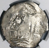 1667 NGC AU 55 Bolivia 8 Reales Cob Spain Charles II Colonial Silver Coin POP 1/0 (25081201C)