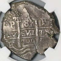 1700 NGC AU 50 Bolivia 8 Reales Cob Spain Colonial Silver Coin POP 1/0 (23082801D)