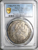 1780 PCGS XF Bolivia Charles III 8 Reales Chopmarks Spain Colonial Silver Coin (25040605D)