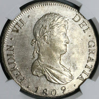1809 NGC UNC Bolivia Ferdinand VII 8 Reales Spain Colonial Coin (23091401C)