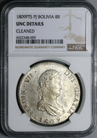 1809 NGC UNC Bolivia Ferdinand VII 8 Reales Spain Colonial Coin (23091401C)