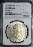 1809 NGC UNC Bolivia Ferdinand VII 8 Reales Spain Colonial Coin (23091401C)