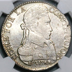 1829 NGC AU 58 Bolivia 8 Soles Bolivar Potosi Alpaca Silver Coin POP 4/2 (23121602C)