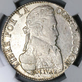 1829 NGC AU 58 Bolivia 8 Soles Bolivar Potosi Alpaca Silver Coin POP 4/2 (23121602C)