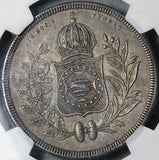 1834 NGC AU 55 Brazil 1200 Reis Pedro II Crown Rare Silver Coin Mintage only 891 (26053102C)