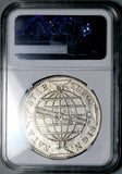 1815-R NGC UNC Brazil 960 Reis Rio Mint Overstruck Spain Colonial 8 Reales Silver Coin (26051604C)