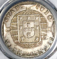 1820-B PCGS MS 63 Brazil 960 Reis Over Struck Peru 1814 8 Reales Silver Coin (21063002D)