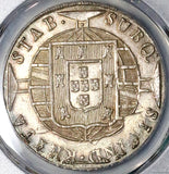 1820-B PCGS MS 63 Brazil 960 Reis Over Struck Peru 1814 8 Reales Silver Coin (21063002D)