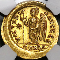 498 NGC Ch AU Byzantine Empire Anastasius AV Gold Solidus Victory