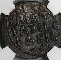 1020 NGC Ch AU Jesus Christ Byzantine Empire Follis Anonymous Class A3 4/5 4/5 (25072501C)