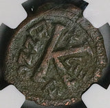 573 NGC Gen Justin II Sophia Byzantine Empire 20 Nummi 1/2 Follis Constantinople Mint (26060801C)
