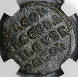 886 NGC XF Leo VI The Wise Byzantine Empire Æ Copper Follis Coin (26061503C)