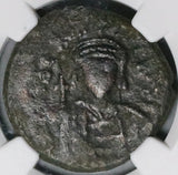 584 NGC Gen Maurice Tiberius Byzantine Empire Follis VF Cyzicus Year 2 (26062205C)