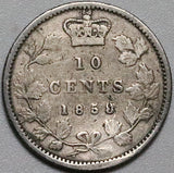 1858 Canada Victoria 10 Cents Sterling Silver Coin (23092502R)