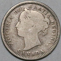 1870 Canada Victoria 10 Cents Wide 0 Sterling Silver Coin (23092504R)