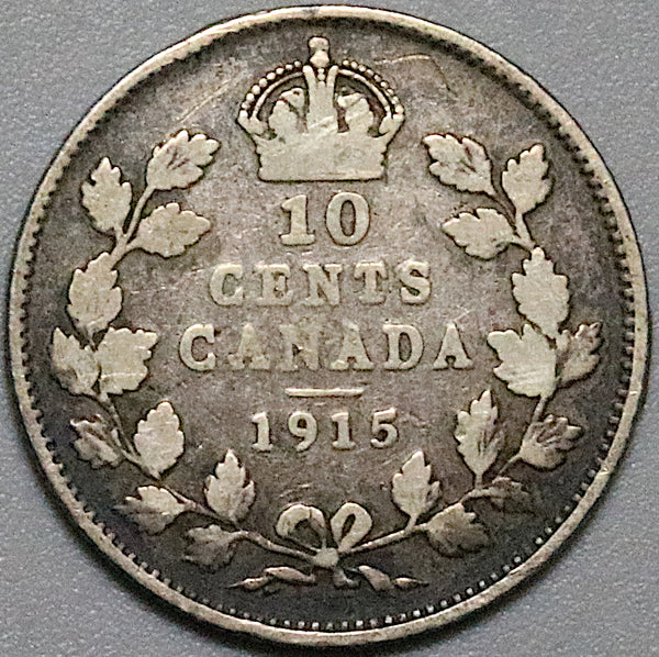 1915 Canada George V 10 Cents Dime Key Date Silver Coin (23101601R)