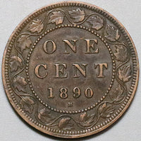 1890-H Canada Victoria 1 Cent XF Britain Empire Heaton Coin (23092201R)