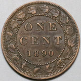 1890-H Canada Victoria 1 Cent XF Britain Empire Heaton Coin (23092201R)
