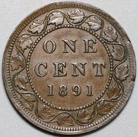 1891 Canada Victoria 1 Cent LD LL AXF Britain Empire Mint Error Coin (23092202R)