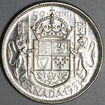 1953 Canada 50 Cents Shoulder Fold Large Date SFLD Unc Silver Coin (23102805R)