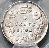 1886 PCGS AU 50 Canada Victoria 5 Cents Small 6 Sterling Silver Coin (25120202C)
