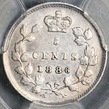 1886 PCGS AU 50 Canada Victoria 5 Cents Small 6 Sterling Silver Coin (25120202C)