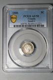 1886 PCGS AU 50 Canada Victoria 5 Cents Small 6 Sterling Silver Coin (25120202C)