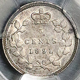 1891 PCGS AU 50 Canada Victoria 5 Cents Sterling Silver Coin (25120401C)