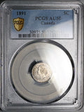 1891 PCGS AU 50 Canada Victoria 5 Cents Sterling Silver Coin (25120401C)
