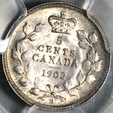 1902-H PCGS AU 58 Canada Edward VII 5 Cents Small H Sterling Silver Coin (25120503C)