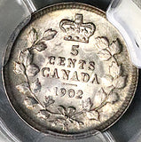 1902-H PCGS AU 58 Canada Edward VII 5 Cents Small H Sterling Silver Coin (25120503C)