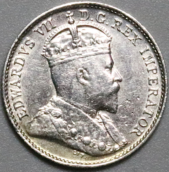 1905 Canada Edward VII 5 Cents AU Sterling Silver Coin (23092501R)