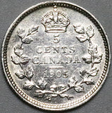 1905 Canada Edward VII 5 Cents AU Sterling Silver Coin (23092501R)
