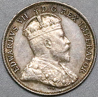 1910 Canada Edward VII 5 Cents AU Pointed Leaves Sterling Silver Coin (23101301R)