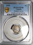 1910 PCGS XF 40 Canada 5 Cents Round Leaves Edward VII  Silver Coin (25062502C)