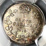 1918 PCGS MS 62 Canada 5 Cents George V Sterling Silver Coin (25120604C)