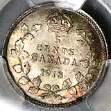 1918 PCGS MS 62 Canada 5 Cents George V Sterling Silver Coin (25120604C)