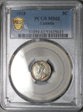 1918 PCGS MS 62 Canada 5 Cents George V Sterling Silver Coin (25120604C)