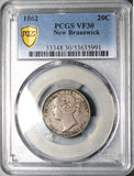 1862 PCGS VF 30 New Brunswick  20 Cents Canada 150k Silver Coin (25120504C)