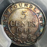 1944-C PCGS AU 50 Canada Newfoundland 5 Cents George VI Silver Coin (25120403C)