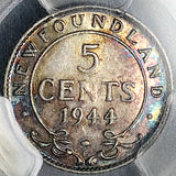 1944-C PCGS AU 50 Canada Newfoundland 5 Cents George VI Silver Coin (25120403C)