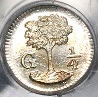 1837-G PCGS MS 67 Central American Republic 1/4 Real Guatemala Silver Coin (23061701C)