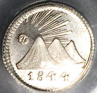 1844-G PCGS MS 67 Central American Republic 1/4 Real Guatemala Silver Coin POP 4/0 (21081501D)