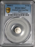 1844-G PCGS MS 67 Central American Republic 1/4 Real Guatemala Silver Coin POP 4/0 (21081501D)
