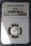 1824-NG NGC AU 58 Central American Rep 1 Real Guatemala Silver Coin (23091001C)