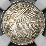 1824-NG NGC XF 40 Central American Republic 1 Real Guatemala Silver Coin (24103102C)