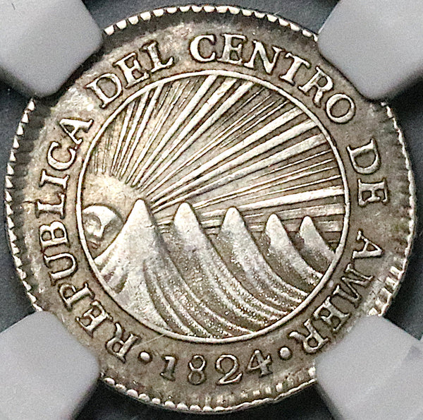 1824-NG NGC XF 40 Central American Republic 1 Real Guatemala Silver Coin (24103102C)
