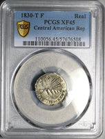 1830-T PCGS XF 45 Central American Republic 1 Real Honduras Tegucigalpa Mint Silver Coin (25100202C)