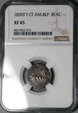 1830-T NGC XF 45 Central American Rep 1 Real Honduras Silver Coin (25123002C)