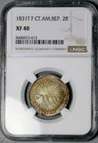 1831-T NGC XF 40 Central American Republic 2 Reales Honduras Silver Coin (26072604C)